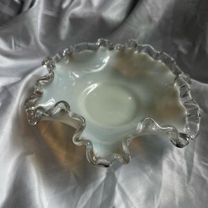 Vintage Fenton silver crest vase/Opalescent bowl